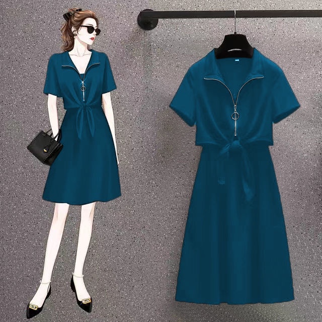 Plus Size Women's Clothing 2022 Korean Version Dress Suit New Style Two-Piece