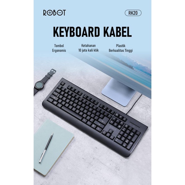 Wired Keyboard Mini Wired Keyboard ROBOT RK20 Ultra Thin | Shopee Singapore