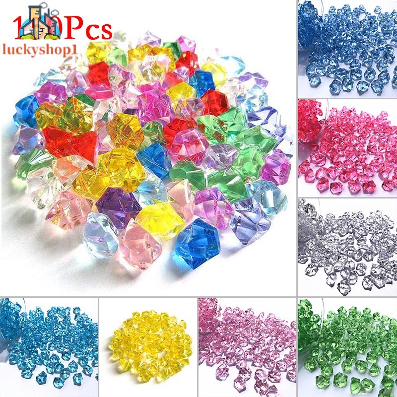 Acrylic Colorful Crystal Stone Potted Plant Decoration Plastic Colorful ...