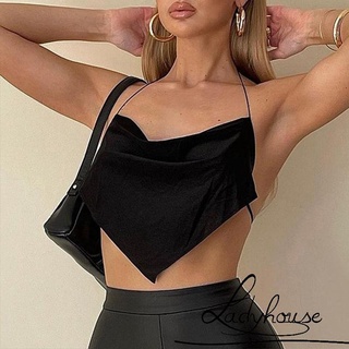 Women Y2k Sexy Halter Crop Top Backless Cowl Neck Ruched Tank Tops Summer  Sleeveless Punk Gothic Vest Tops Streetwear at  Women's Clothing  store