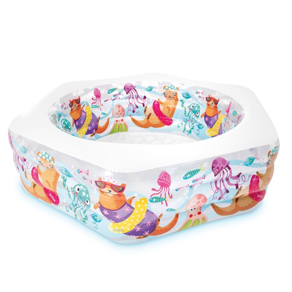 Intex Inflatable Kiddie Hexagonal Shape Paddling Pool with Ocean Reef ...