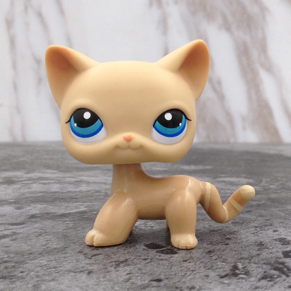 Littlest Pet Shop Short Hair Kitty Cream Cat Blue Eyes Toys Figure Tan ...