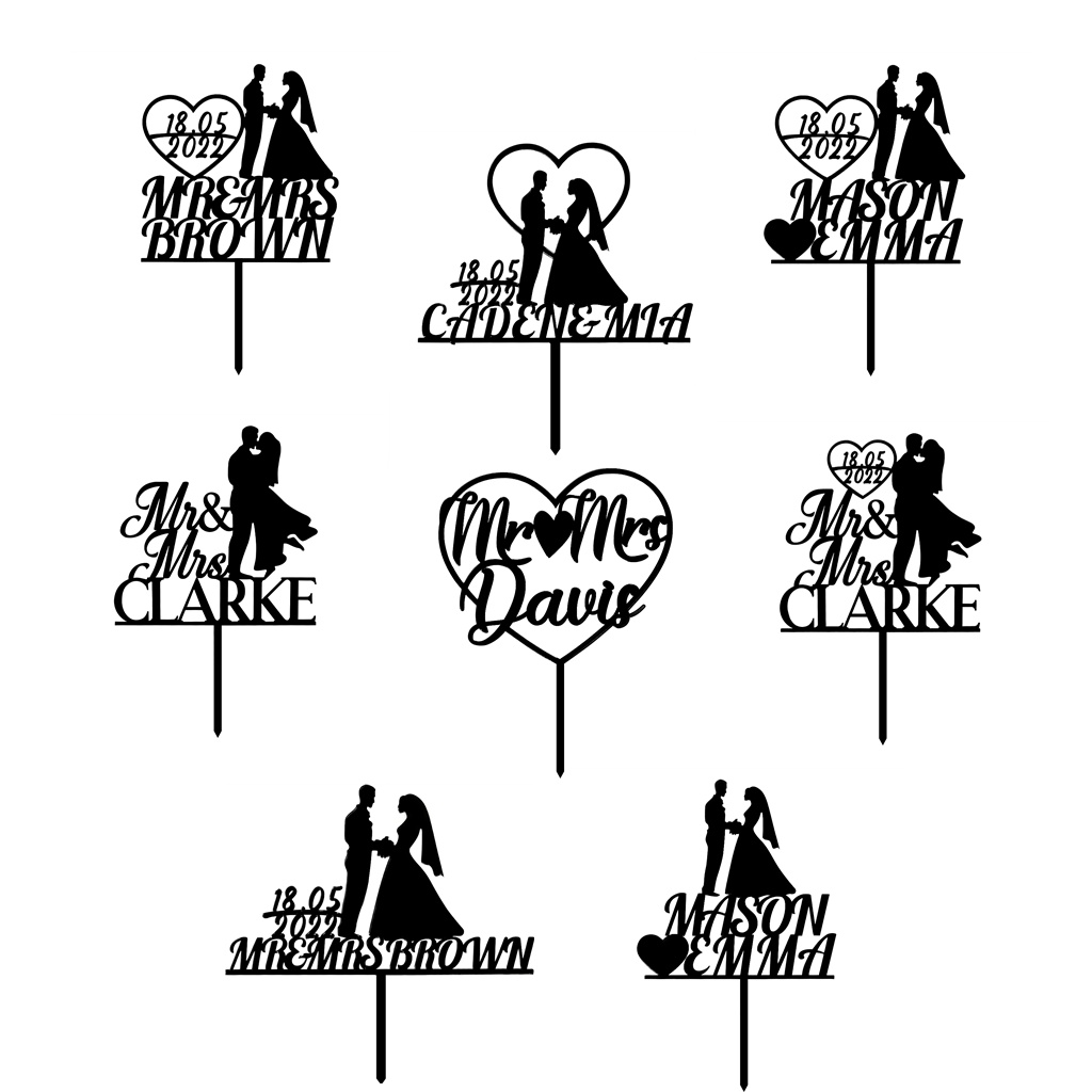 PartyTobe Customised Wedding Cake Topper Customizable Your Last Name