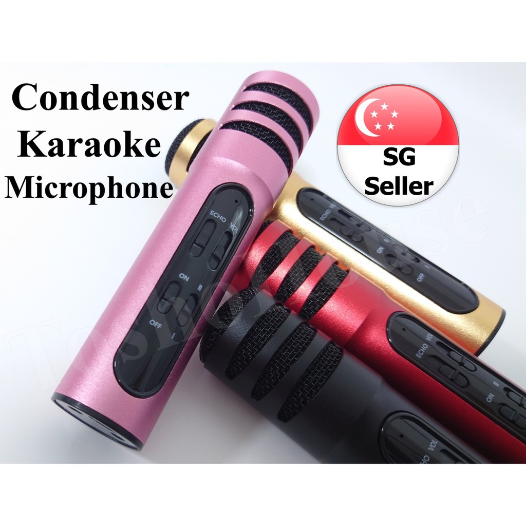 [SG Seller] Condenser karaoke Microphone Dual Mobile Phone Live Karaoke Singing & Recording