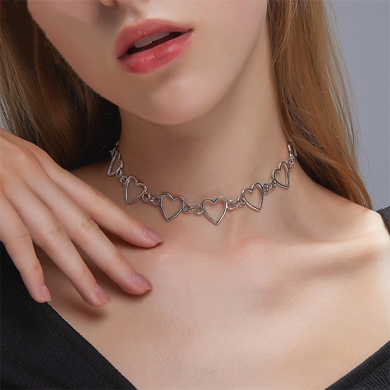Kpop Vintage Harajuku Goth Metal Heart Chains Choker Grunge