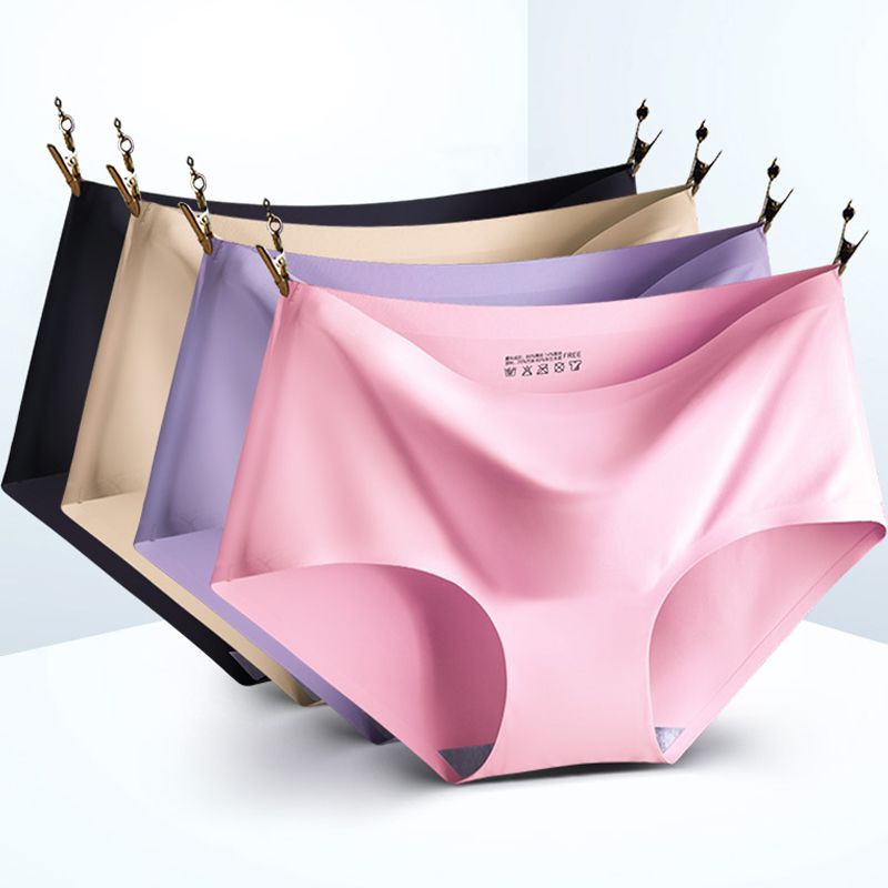 Plus Size M-XXL Fashion Sexy Women's One Piece Seamless Middle Waist Briefs Cool Ice Silk Panties Girls Clothing Underwear Ladies Panty Underpants