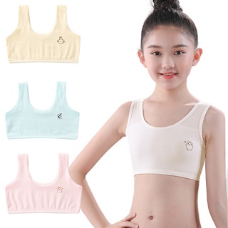 Kids Girl Training Bra Soft 6-14 Years Student Cotton Cute Bralette  Underwire Free Underwear for Girls