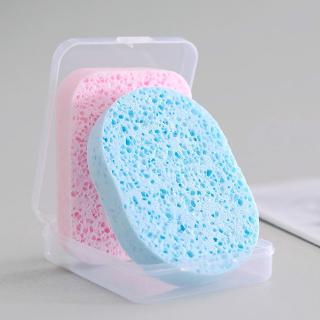 2 pcs face wash thick sponge With storage box💜 face wash sponge，makeup ...