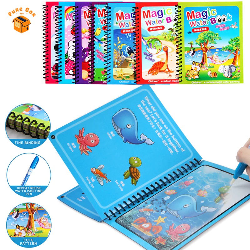 Montessori Toys Reusable Coloring Book Magic Water Drawing Book Sensory Early Education Toys for Kids Birthday Gift