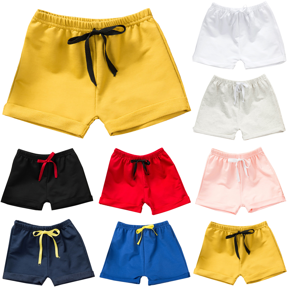 Kids Girls Boys Sport Shorts Lace-up Pure Color Cotton Casual 1-10 ...