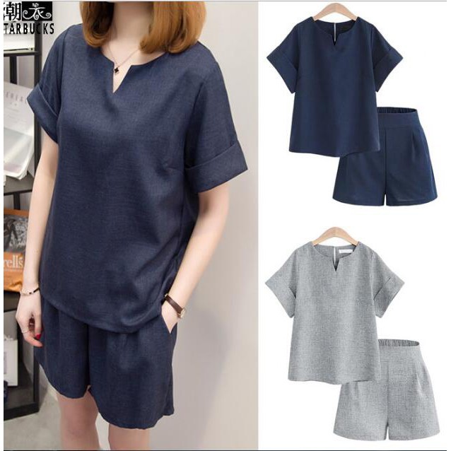 Split Neck Top & Bottom Set Wear Office Women Clothing Two Piece One set Wear