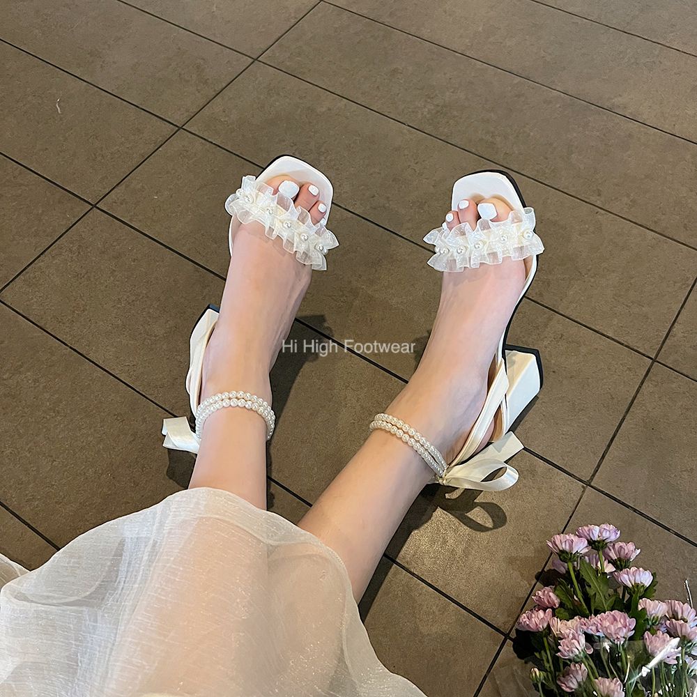 White thick hot sale strap heels