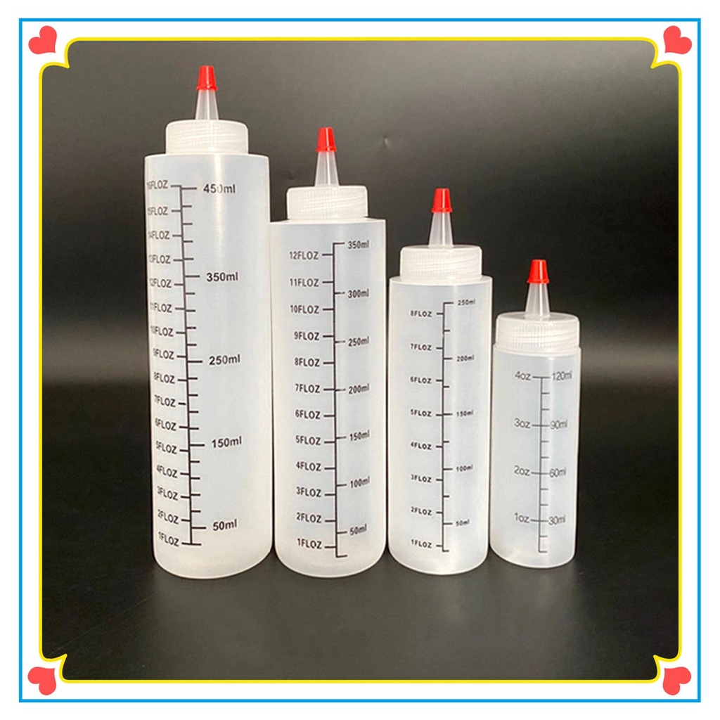 120/250/350/450ml Plastic Needlenosed Scale Squeeze Bottle Leakproof