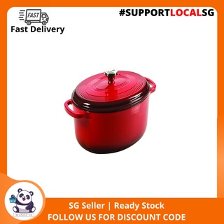 Lodge EC7OD43 Enameled Cast Iron Oval Dutch Oven, 7-Quart, Red 