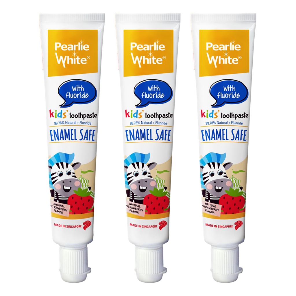 [Bundle of 3] Pearlie White Enamel Safe Kids’ Fluoride Toothpaste 45gm