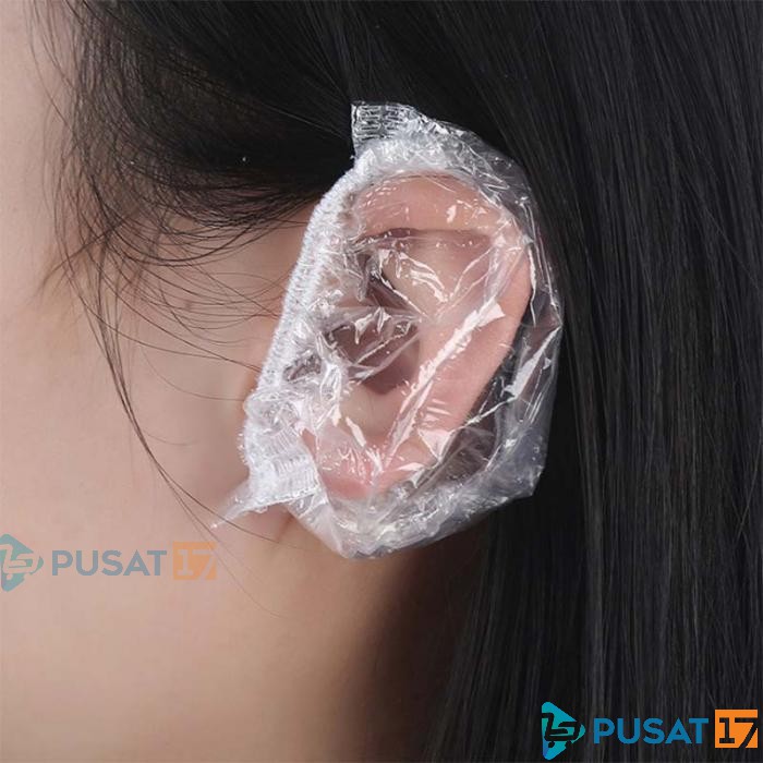 PENUTUP TELINGA KUPING 1 PASANG PELINDUNG CAT RAMBUT SEMIR MANDI / EAR COVER TRANSPARAN - Gambar 2