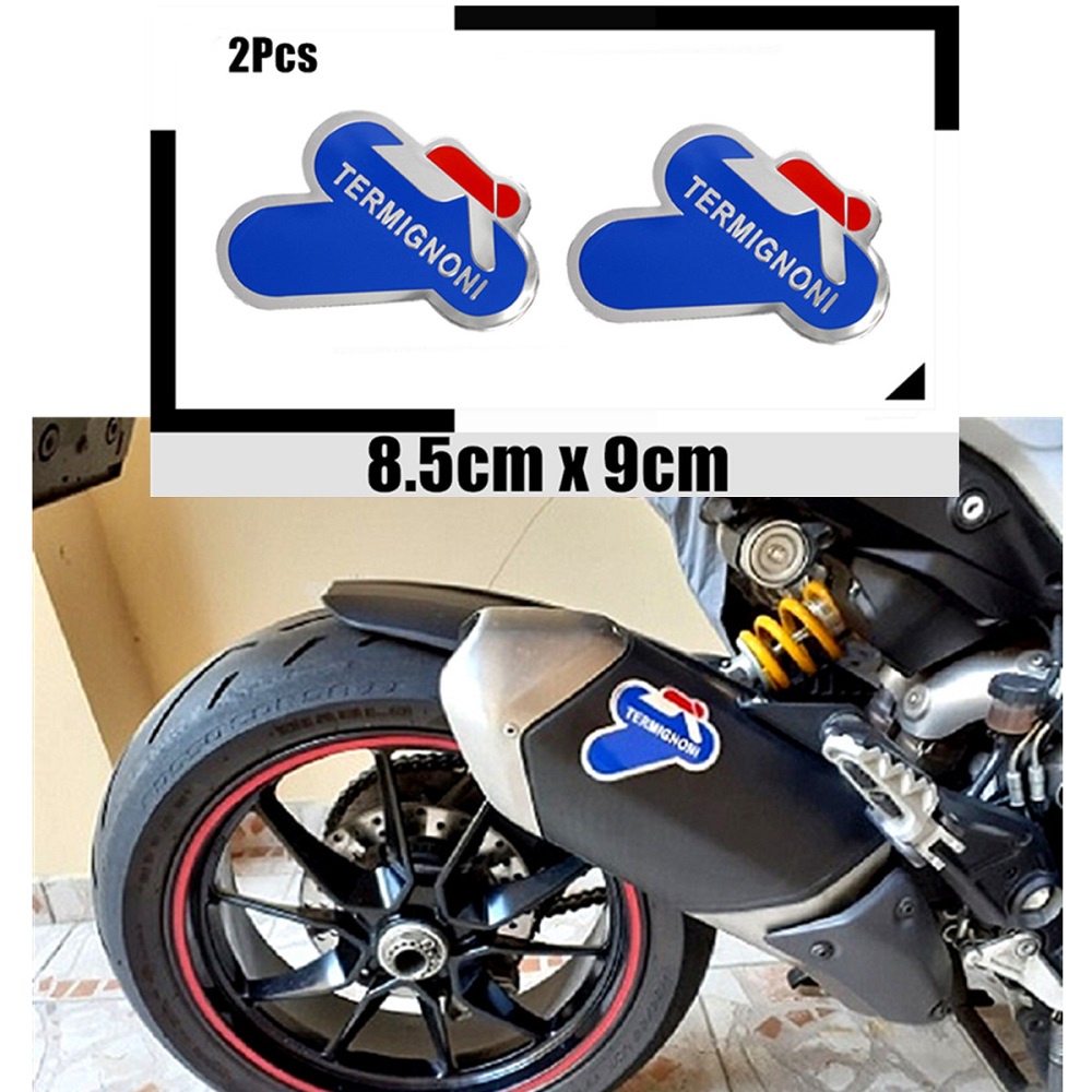 2-Pack 3D Termignoni Heat-Resistant Exhaust Pipe Racing Stickers – Aluminium Style