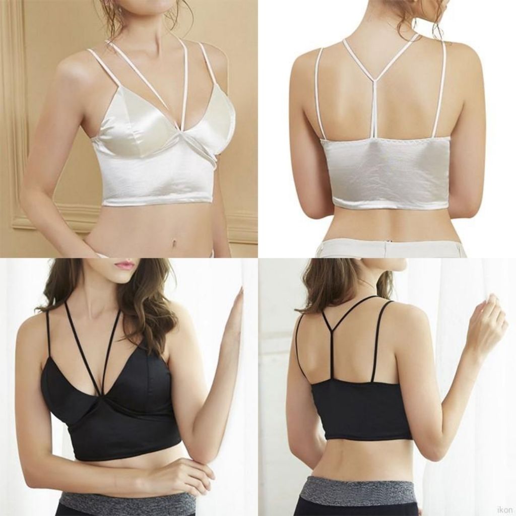 Women Crop Top Silk Satin Halter Bralette Brassiere Top Bra