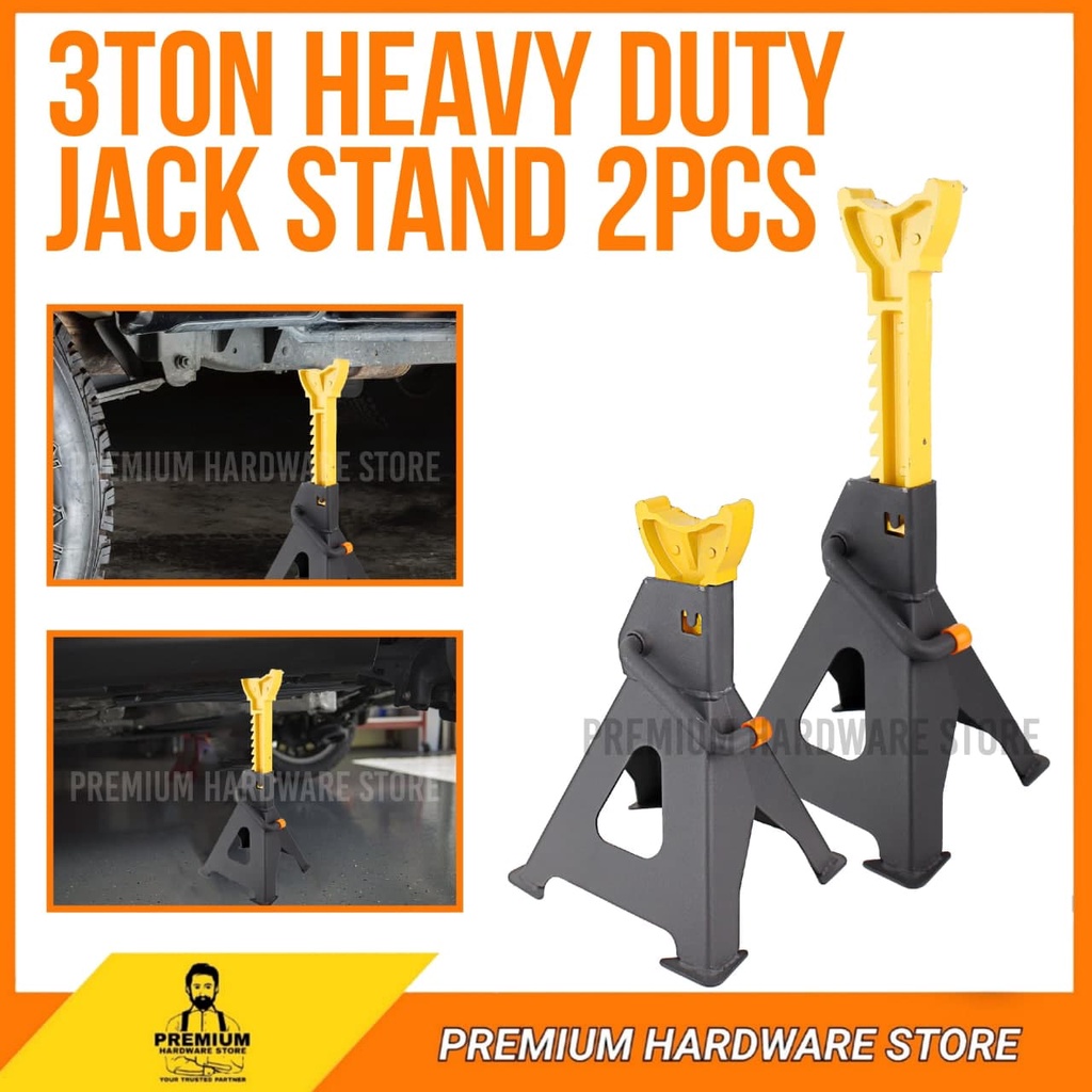 HEAVY DUTY 3 Ton Jack Stand 2 Pcs (Pair) Double Safety Locking Car