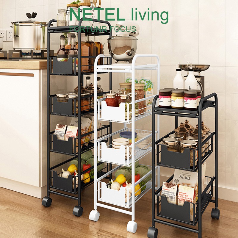 NETEL Kitchen Rack Trolley Kitchen Storage Racks Office Shelves