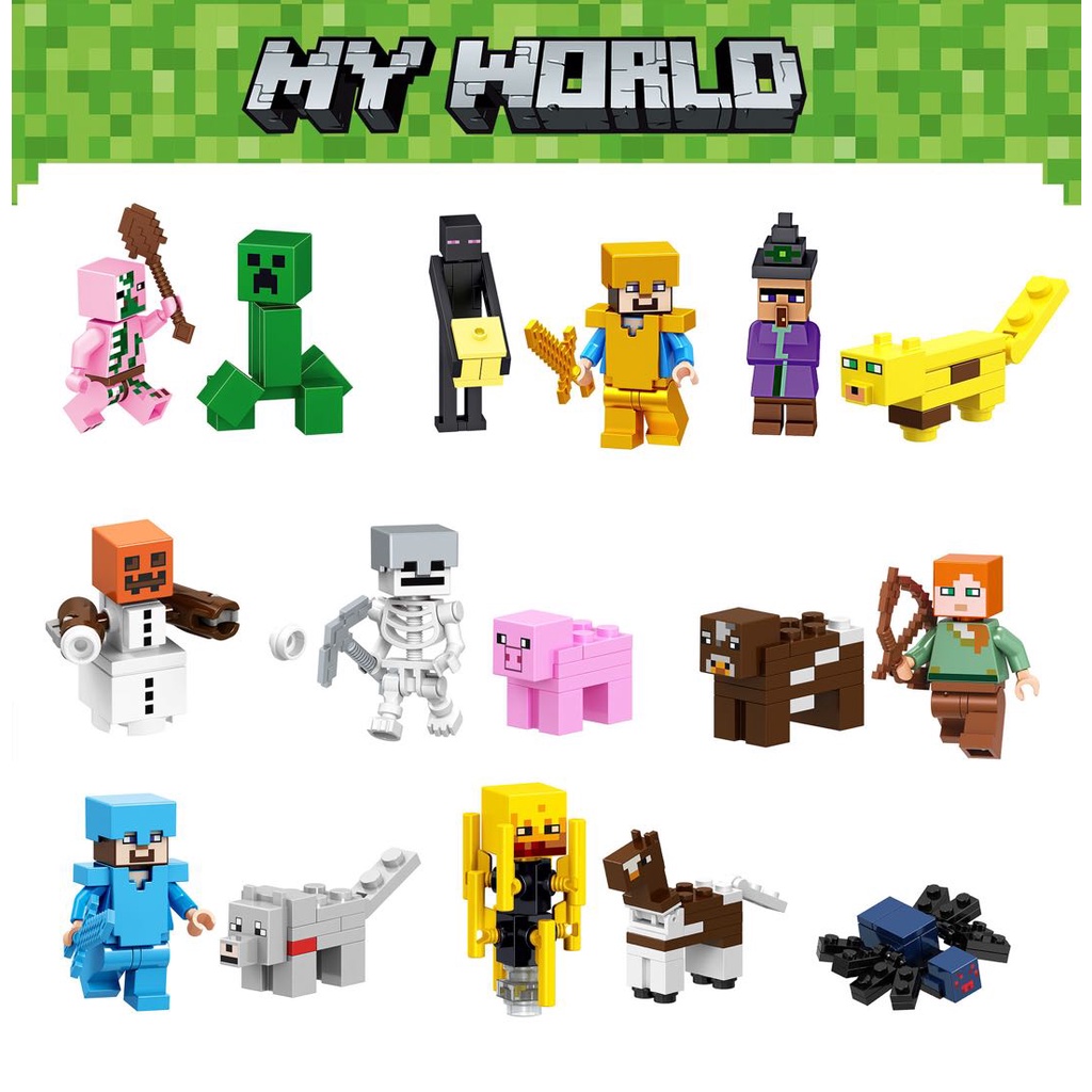 16pcs Minecraft Mini Figures Building Blocks dolls Children Toys for ...