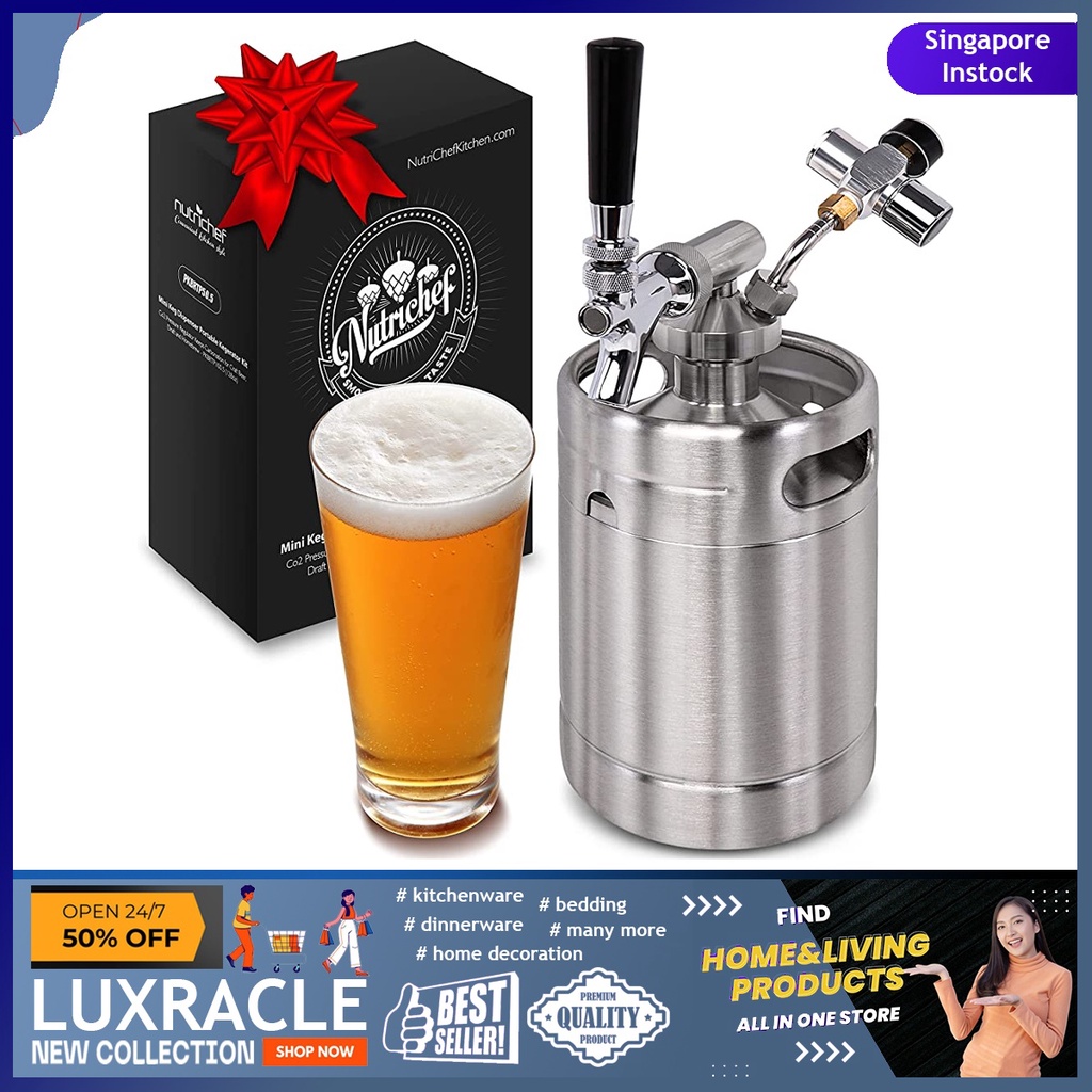 [sgstock] Pressurized Beer Mini Keg System 64oz Stainless Steel