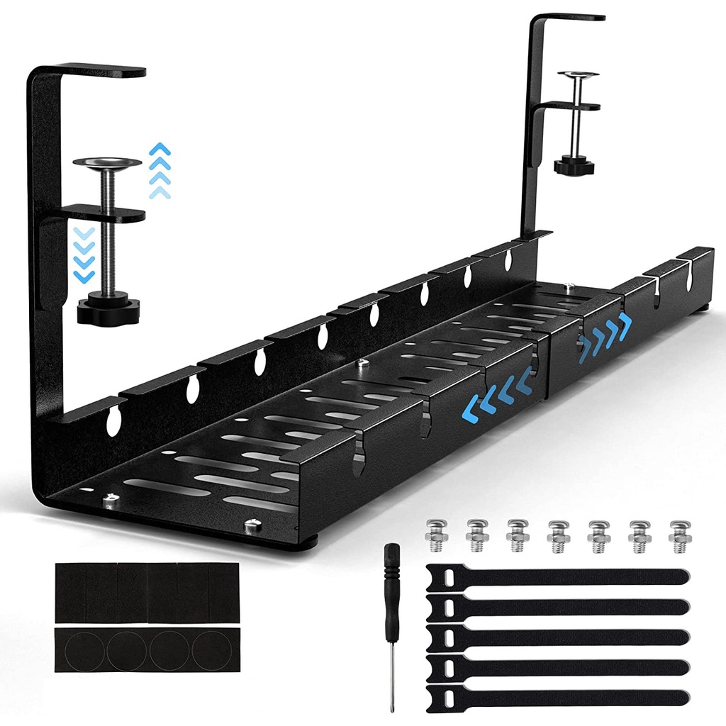 Adjustable Desk Cable Under Management Wire Organizer Tray Rack Cord ...