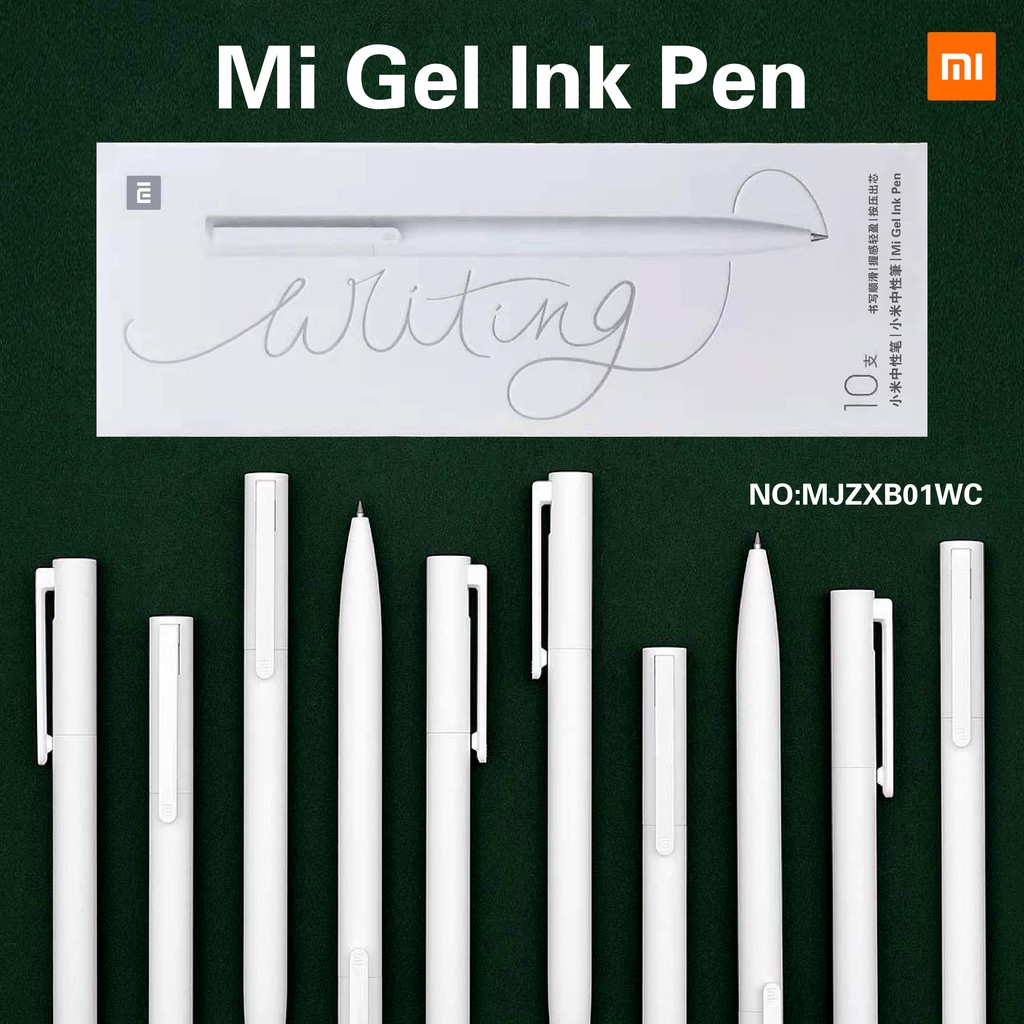 【10pcs/box】Xiaomi Gel Pen 0.5mm Bullet Pen Black Ink White Casing