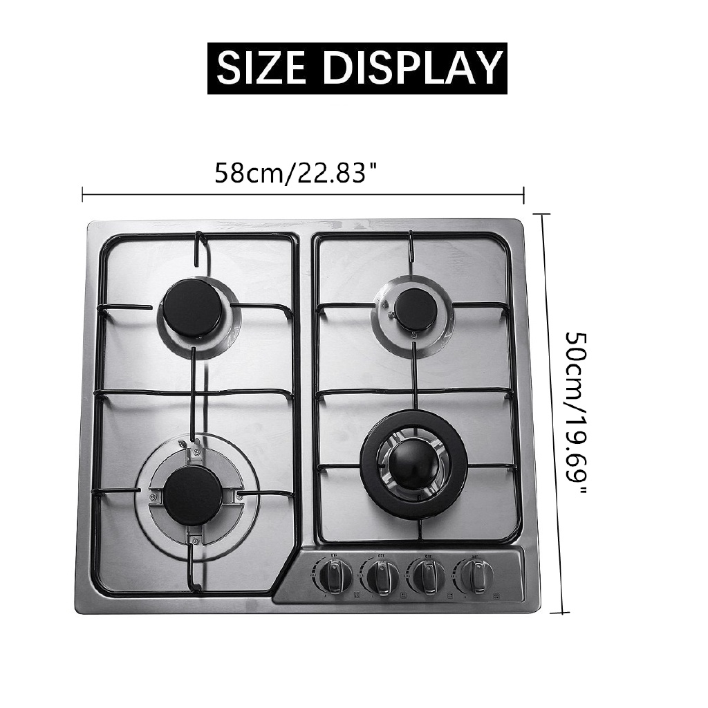 4 Burner Built-in Cooktop Stainless Steel Gas Stoves Natural Gas Hob  Kitchen Cooking Appliance Cookware Gas Cooker 58x50 | Shopee Singapore