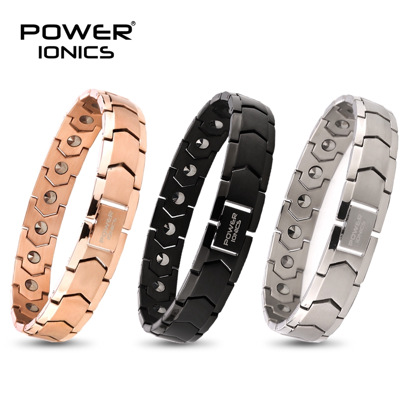 Power Ionics FDA Registration 100% Titanium 99.999% Germanium Mens Womens Blood Pressure Accessory Bracelet Therapy Charm Jewelry Gifts Free Resize Tool Free Engrave