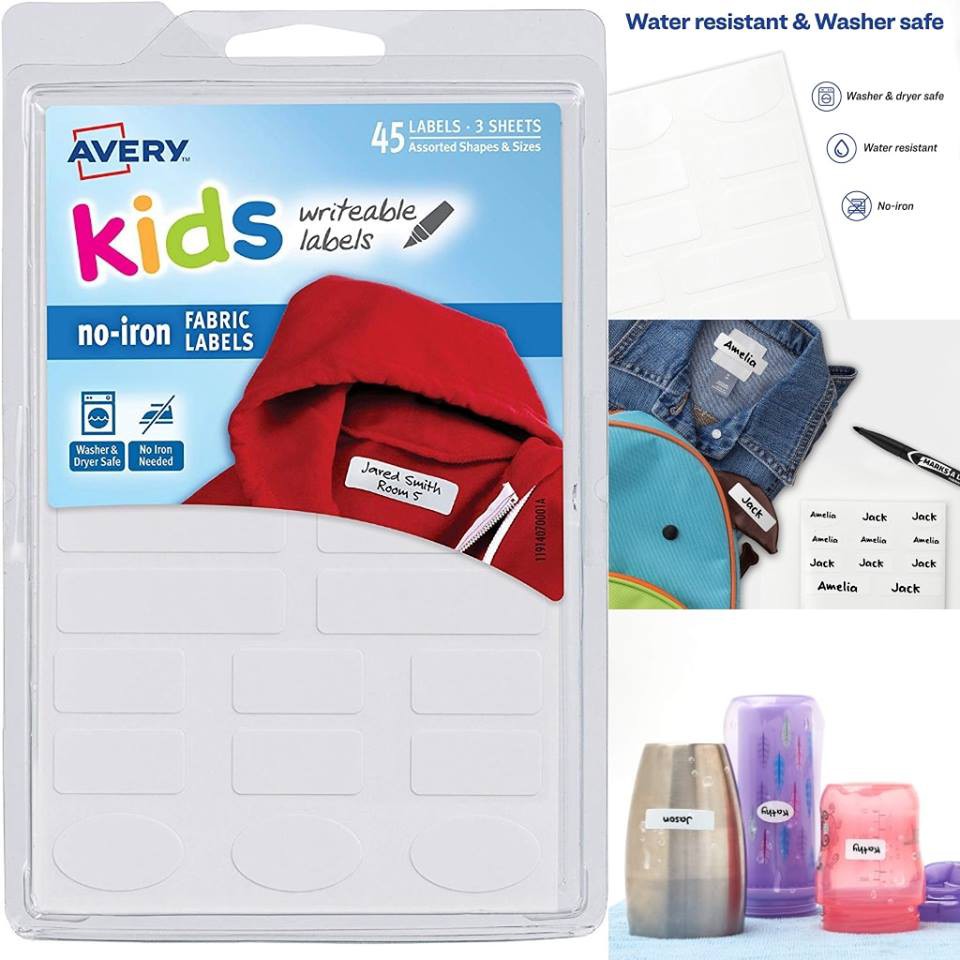 Avery No-Iron Kids Clothing Fabric Labels 40700 Washer Dryer Safe ...