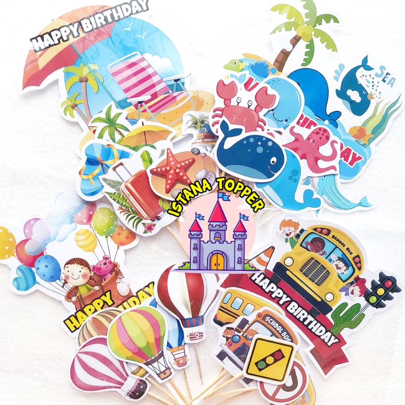 Standard Cake Topper/CUSTOM Beach Theme/Whale Topper/Hot Air Balloon ...