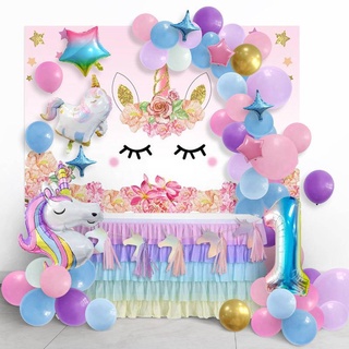 Unicorn Birthday Party Decorations, Unicorn Theme String Light Party  Supplies Set for Girls Birthday Party with Balloons Garland Kit, Backdrop,  Foil