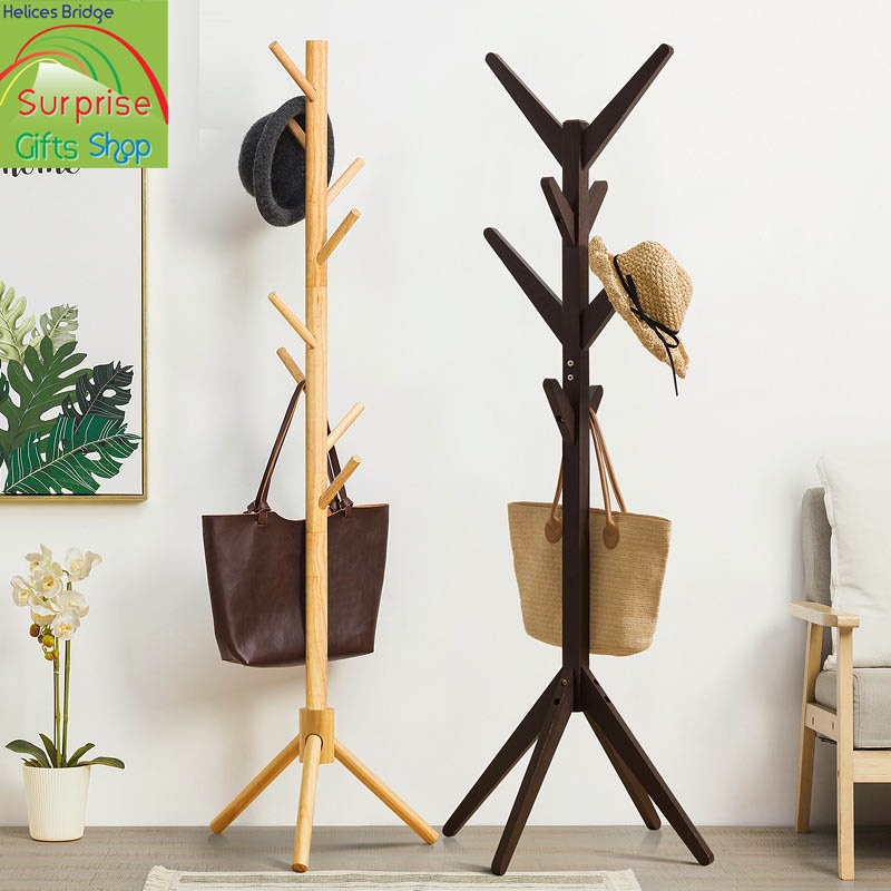 🌈Clothes Hat Rack Stand Hanger Wooden / 8 Arms / 4 Legged Support ...
