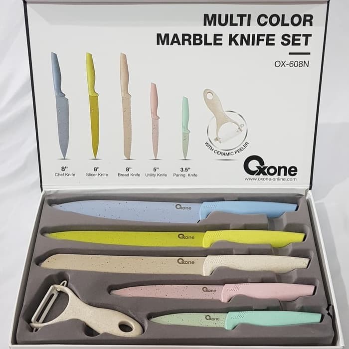 Oxone OX608N Pisau Set Tajam Dengan Pengupas Colorful 6 pcs - Gambar 3