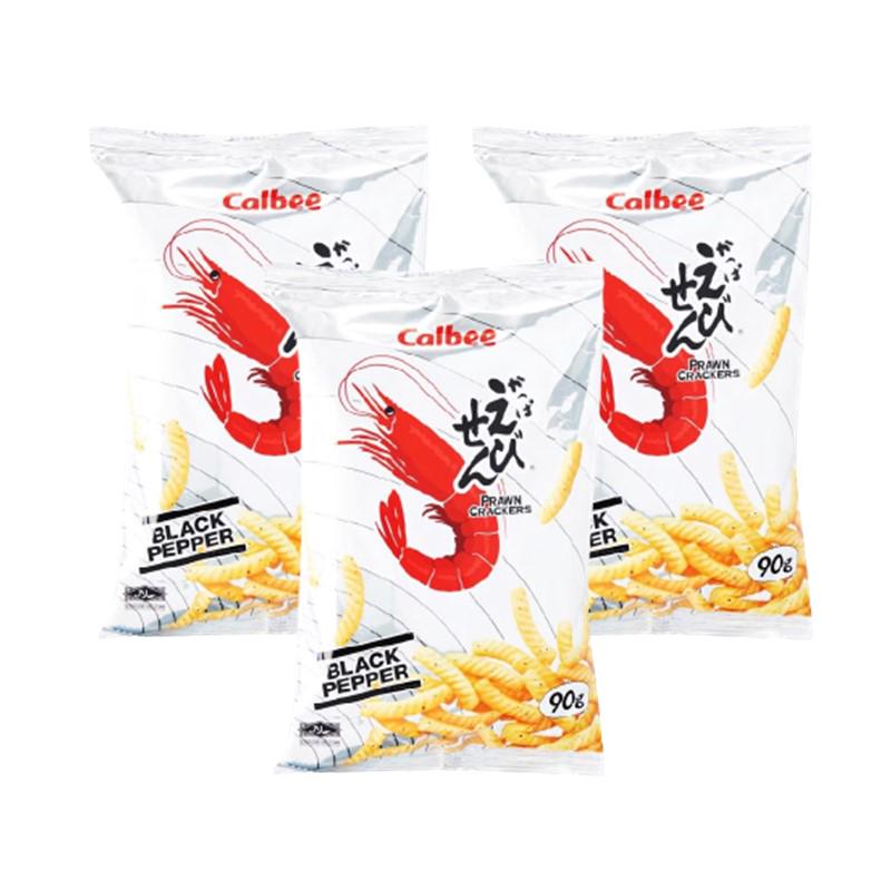 [Bundle of 3] Calbee Prawn Cracker Black Pepper 90G [Japanese] (Halal) Shopee Singapore