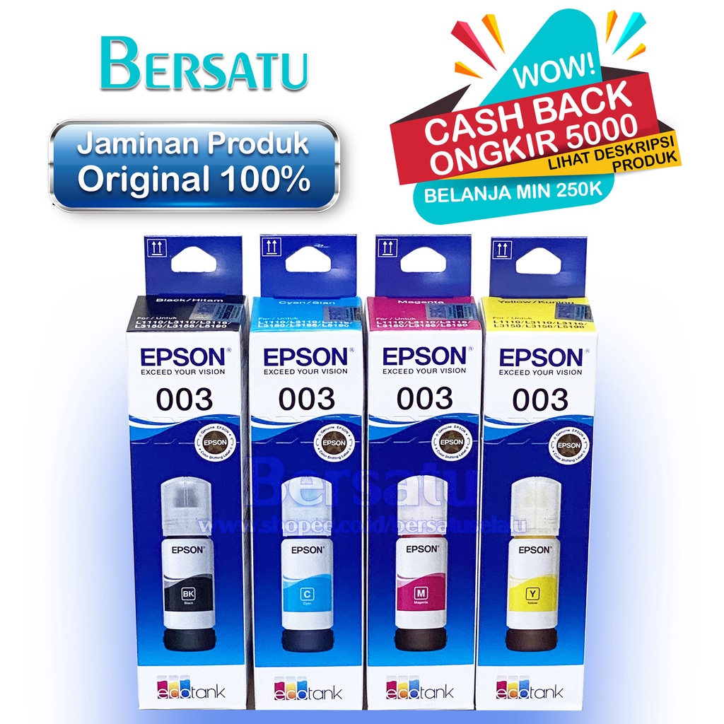 Epson 003 Original Printer Ink L 1110 1210 1250 1256 3100 3101 3110 ...