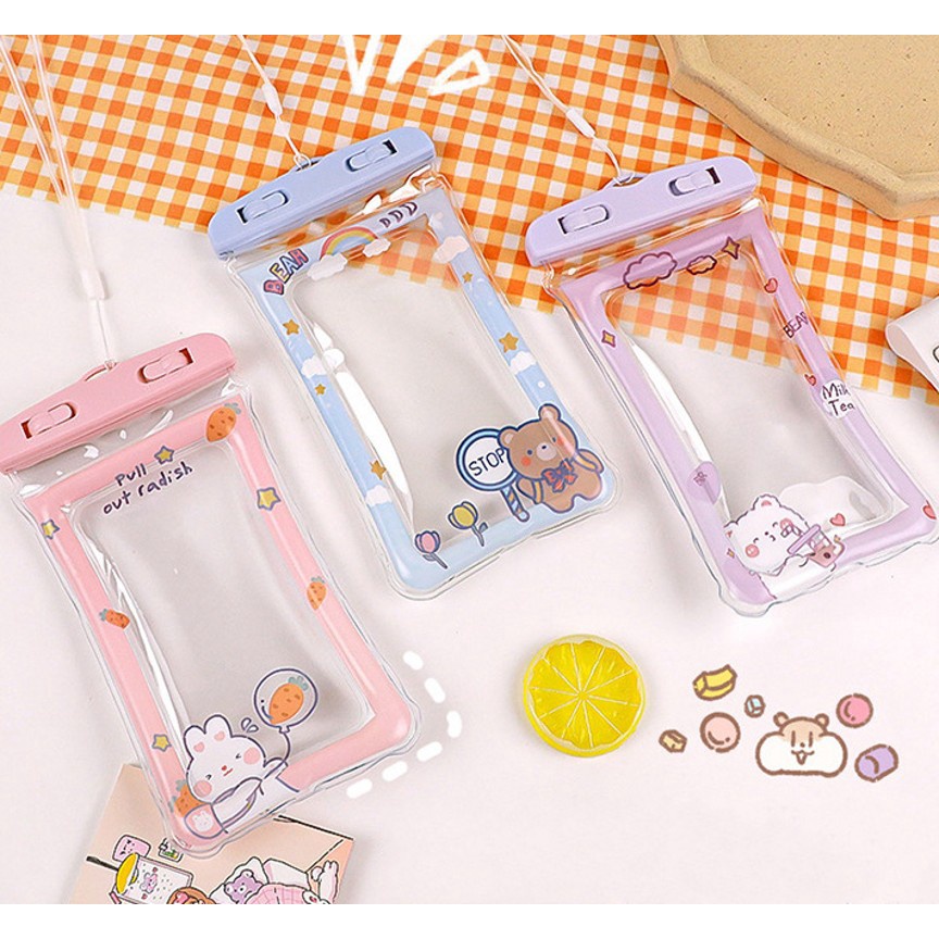 Cute Mobile Phone Waterproof Bag Airbag Waterproof Phone Case Transparent Touch Screen Case Diving Swimming Universal