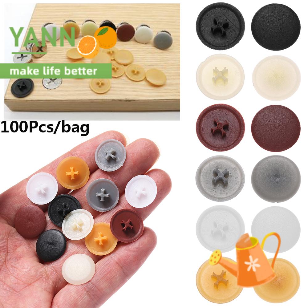 YANN 100Pcs Practical Screws Decor Exterior Protective Cap Fold Snap Cap Hinged Bolts Ornament Hardware Plastic Self-tapping Furniture Nuts Covers/Multicolor