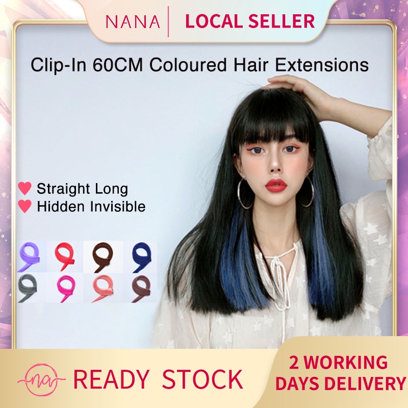 SG Clip In 60CM Coloured Hair Extensions Hidden Invisible Earloop