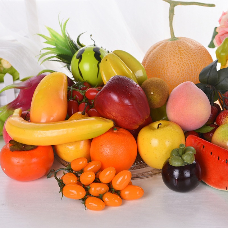 12PCS Artificial Lifelike Plastic Fake Fruit Various fake Vegetable Fruit Simulation Model Set