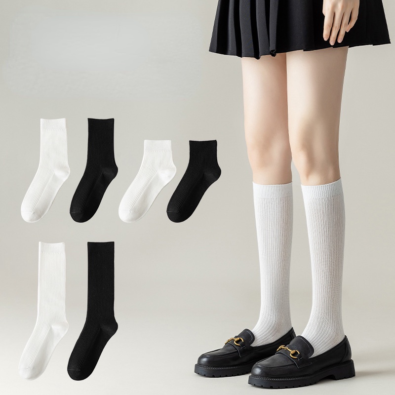 New Pure Cotton White/Black Socks For Women , Summer Deodorant Sports ...