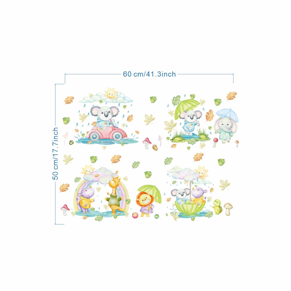 【Ready Stock】【Zooyoo】50 Cartoon Animals Plant Wall Stickers Cute Ocean