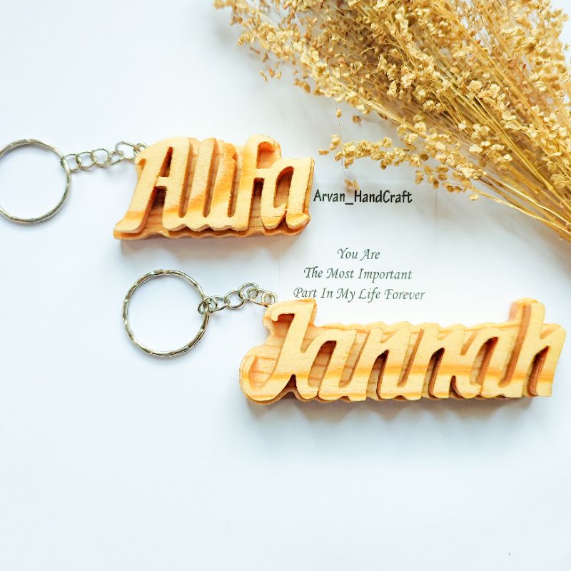 KAYU GANTUNGAN Custom Wood Ganci Carved Name/Name Engraved Keychain
