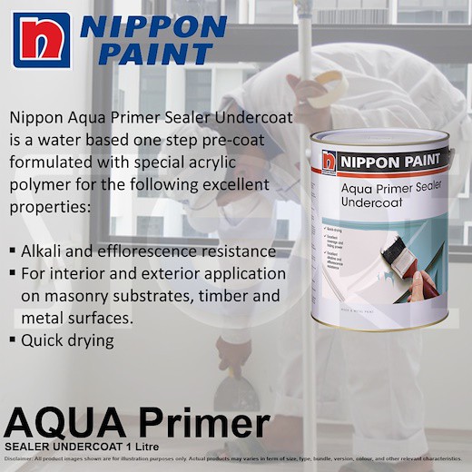 Nippon Aqua Primer Sealer Undercoat 1L for wood, metal, pvc Shopee