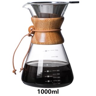 Coffee Maker Set Pour Over Drip Pot+Cone Coffee Dripper Filter Net 400ml  Chemex