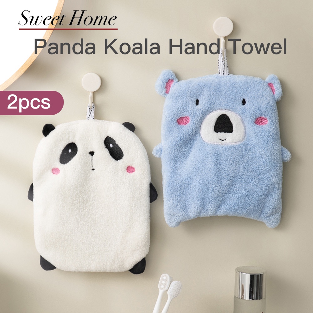Cartoon Panda Bee Shaped Hand Towels Thickened Soft Coral Velvet Super  Absorbent Cute Handkerchief Kitchen Hanging Terry Towel