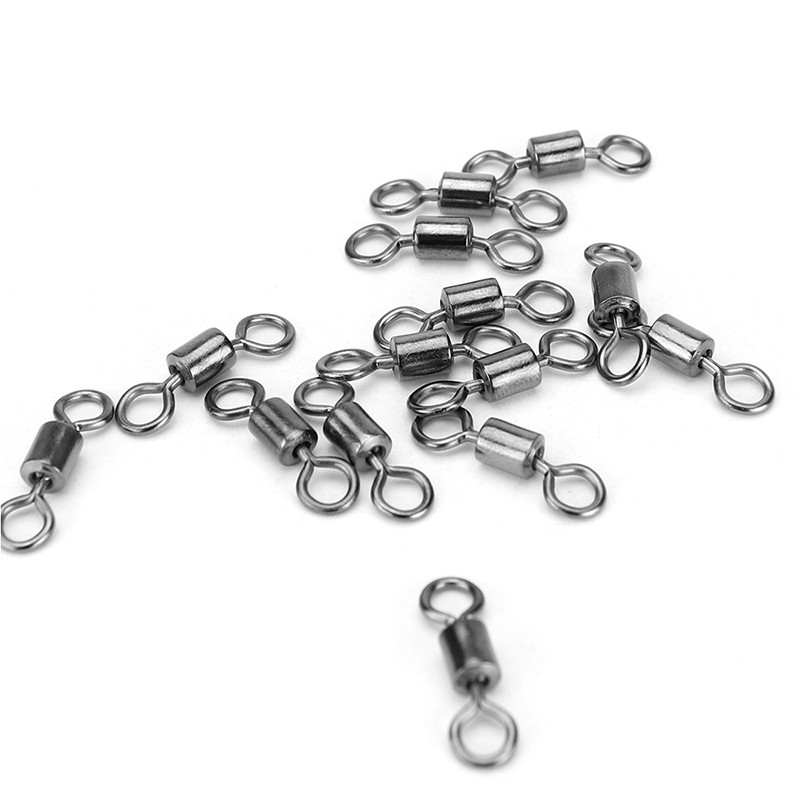 100Pcs /set Fishing Barrel Bearing Rolling Swivel Solid Ring LB Lures ...