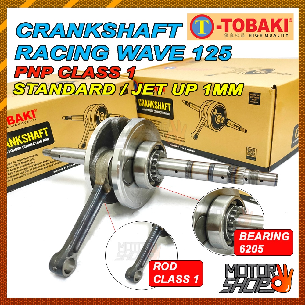 TOBAKI RACING CRANKSHAFT EX5 /DREAM W100 / CLASS 1 ( WAVE125 MODIFY MASUK EX5/DREAM/CLASS1 USE