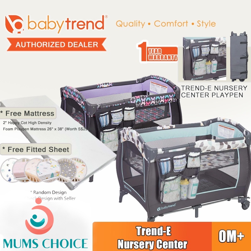 BabyTrend TrendE Nursery Center Playpen Doodle Dots Shopee Singapore
